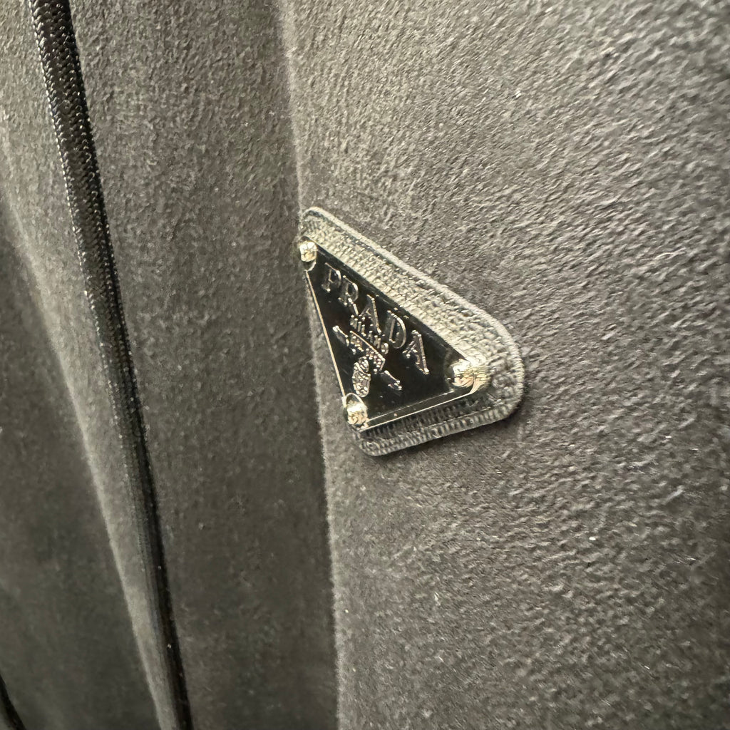 Prada triangle logo suede hoodie