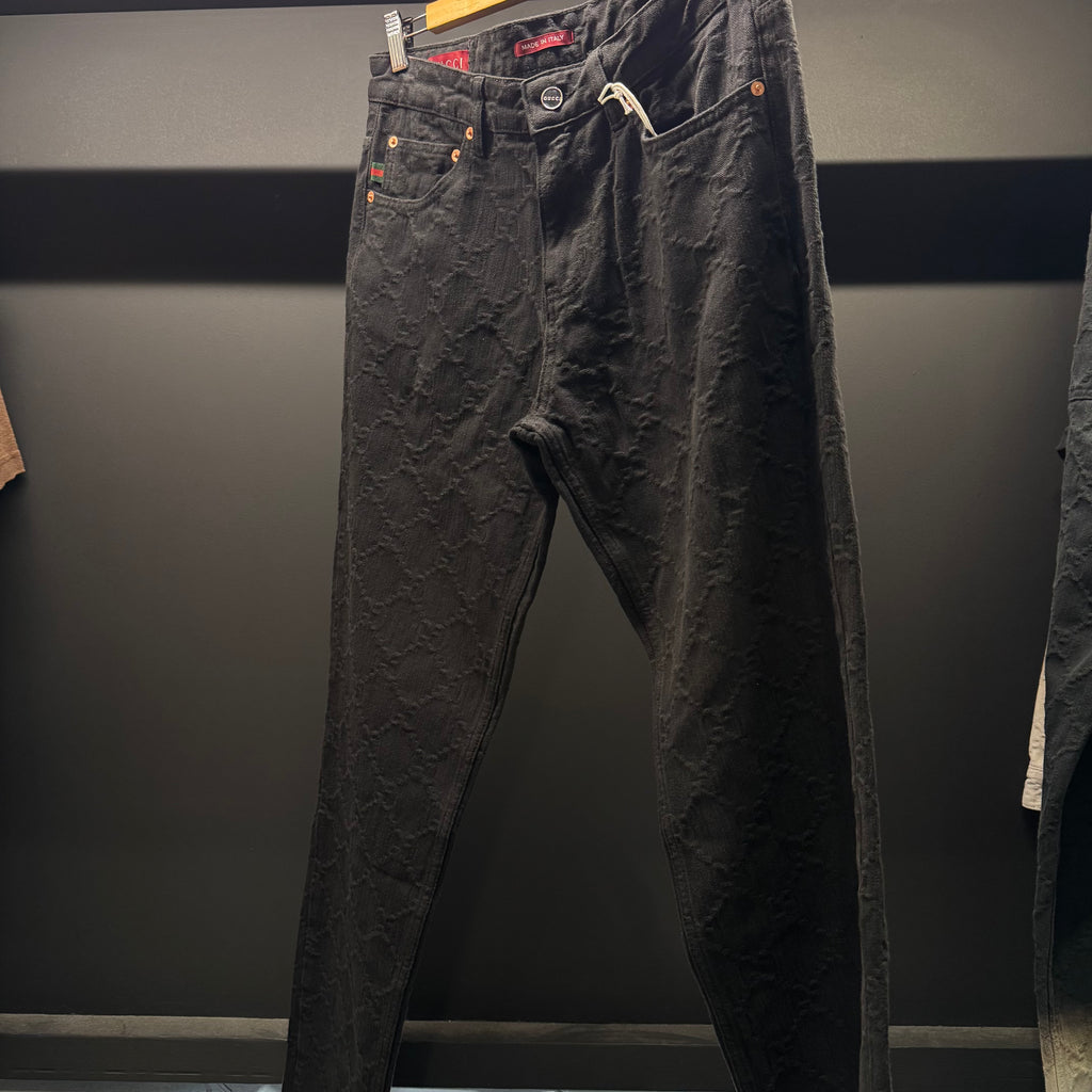 Gucci Monogram black denim pants