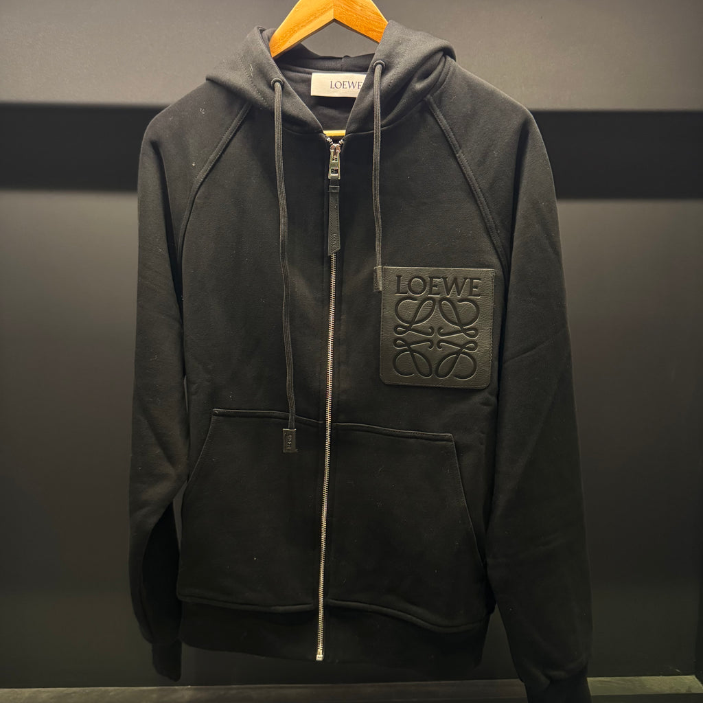 Loewe zipped hoodie with leather pocket