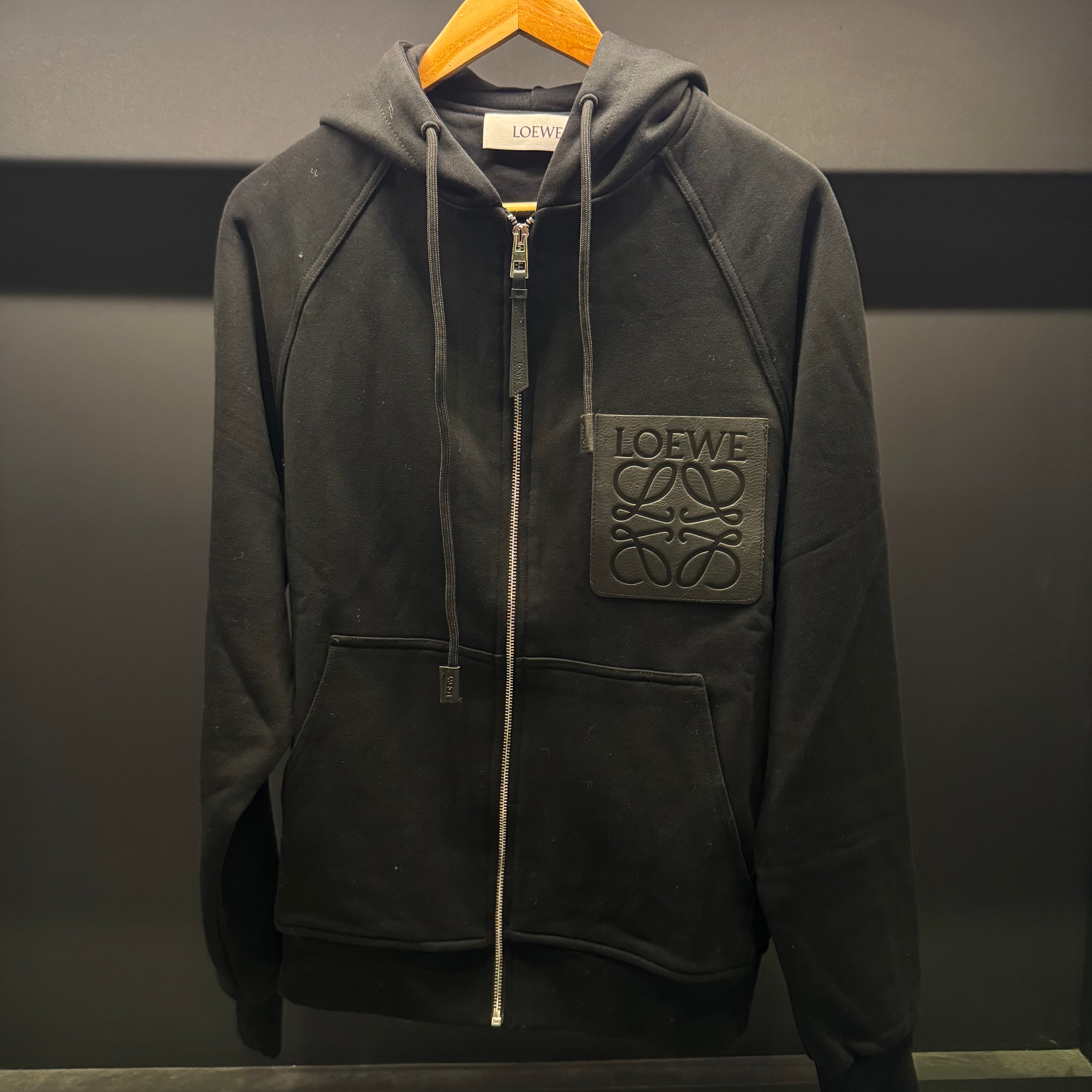 Loewe zipped hoodie with leather pocket
