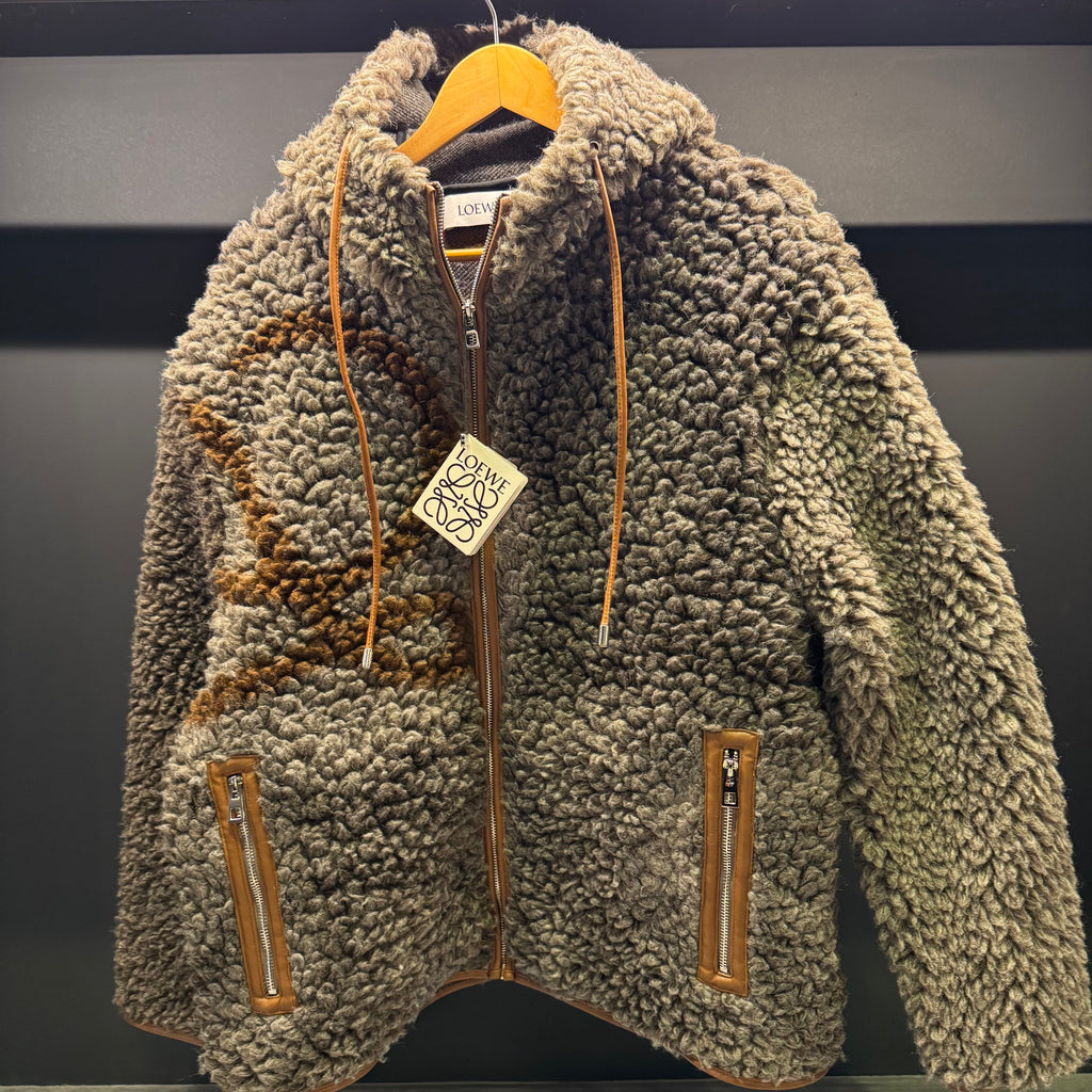 Loewe logo print hooded fleece jacket
