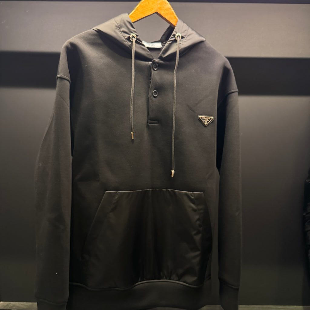 Prada hoodie half buttoned
