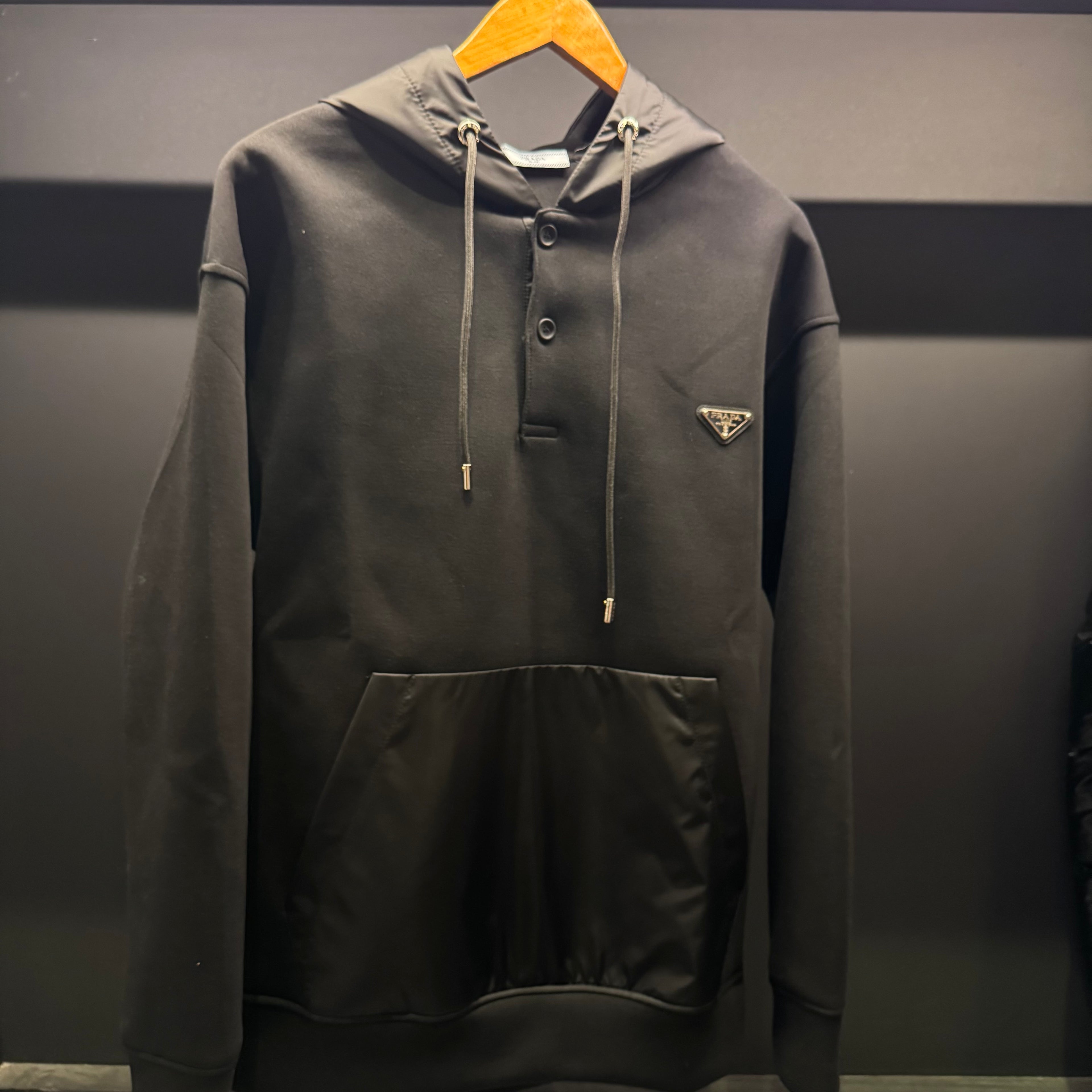 Prada hoodie half buttoned
